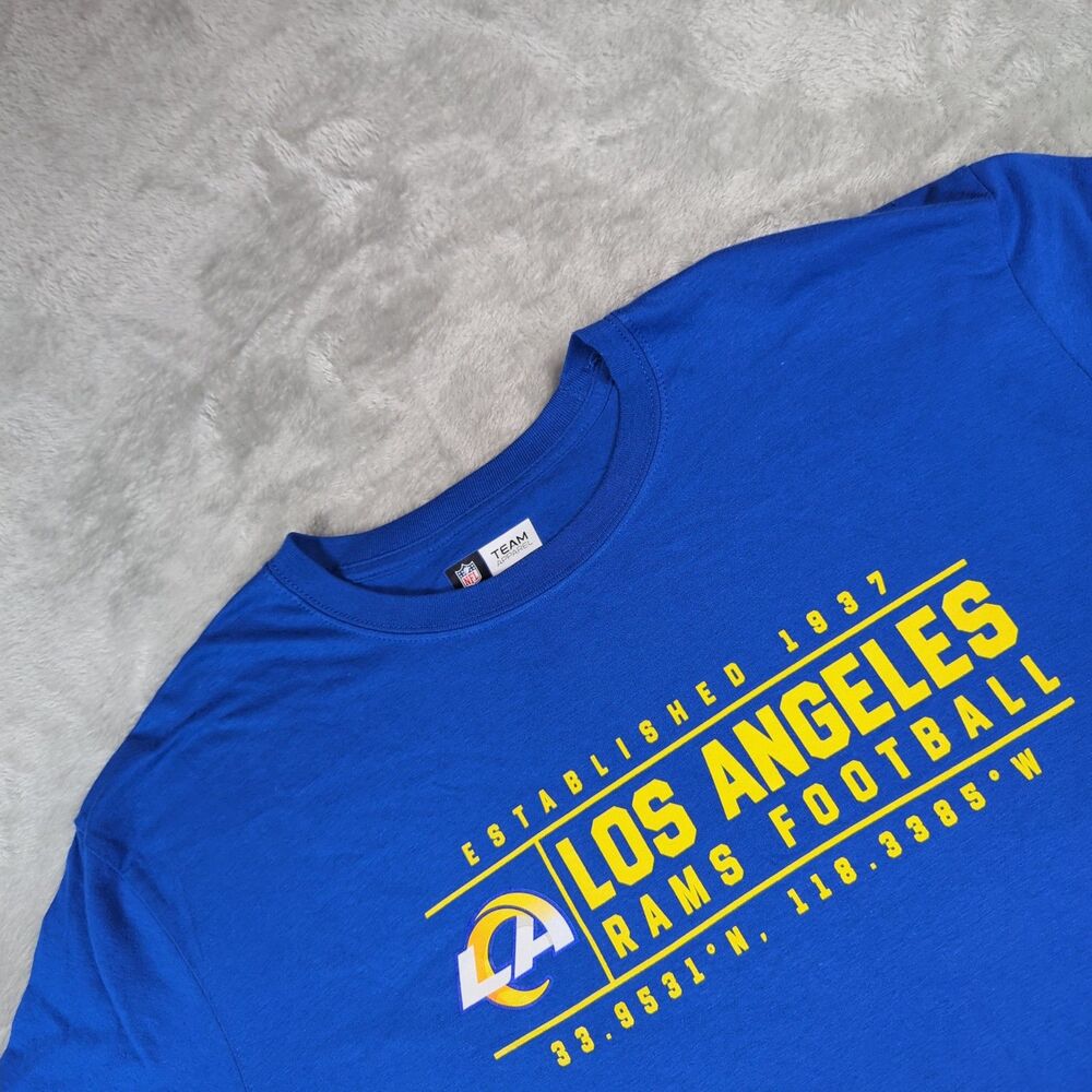 NFL Los Angeles Rams T Shirt Mens Large Blue SoFi Stadium Coordinates Graphic L